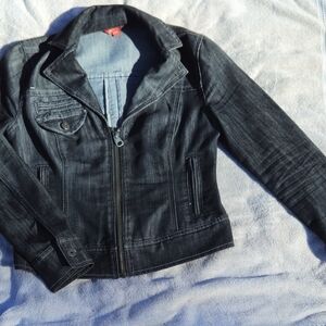 Guess Indigo Blue Denim Motorcycle Jacket